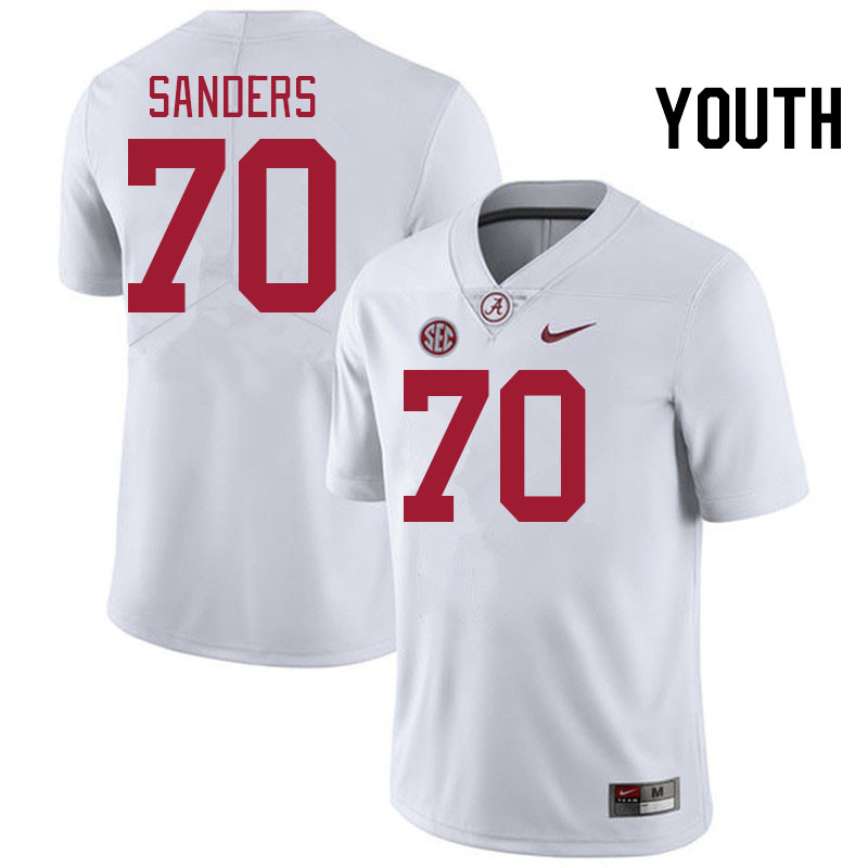 Youth #70 William Sanders Alabama Crimson Tide College Football Jerseys Stitched-White